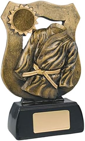 Personalised Antique Gold Resin Martial Arts Judo Karate Shield Trophy Award Free Engraving - Enter Your Own Custom Text