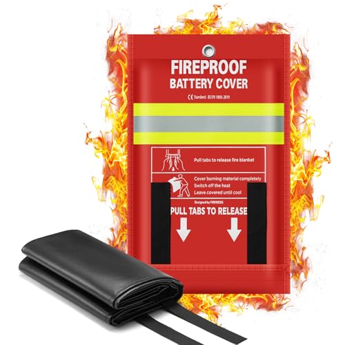 Fire Blanket 200 x 300 cm, Fire Protection Blanket for Lithium Batteries, Battery Storage, Electric Fires, Fire Blanket for E-Scooter, Grease Fires, Car Fireplace, Grill, Leaf Vacuum etc. Professional Fire Extinguisher Blanket