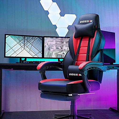 BOSSIN Gaming Chair Racing Style Gaming Chairs,Gamer Chairs for Adults,HighBack Leather PC