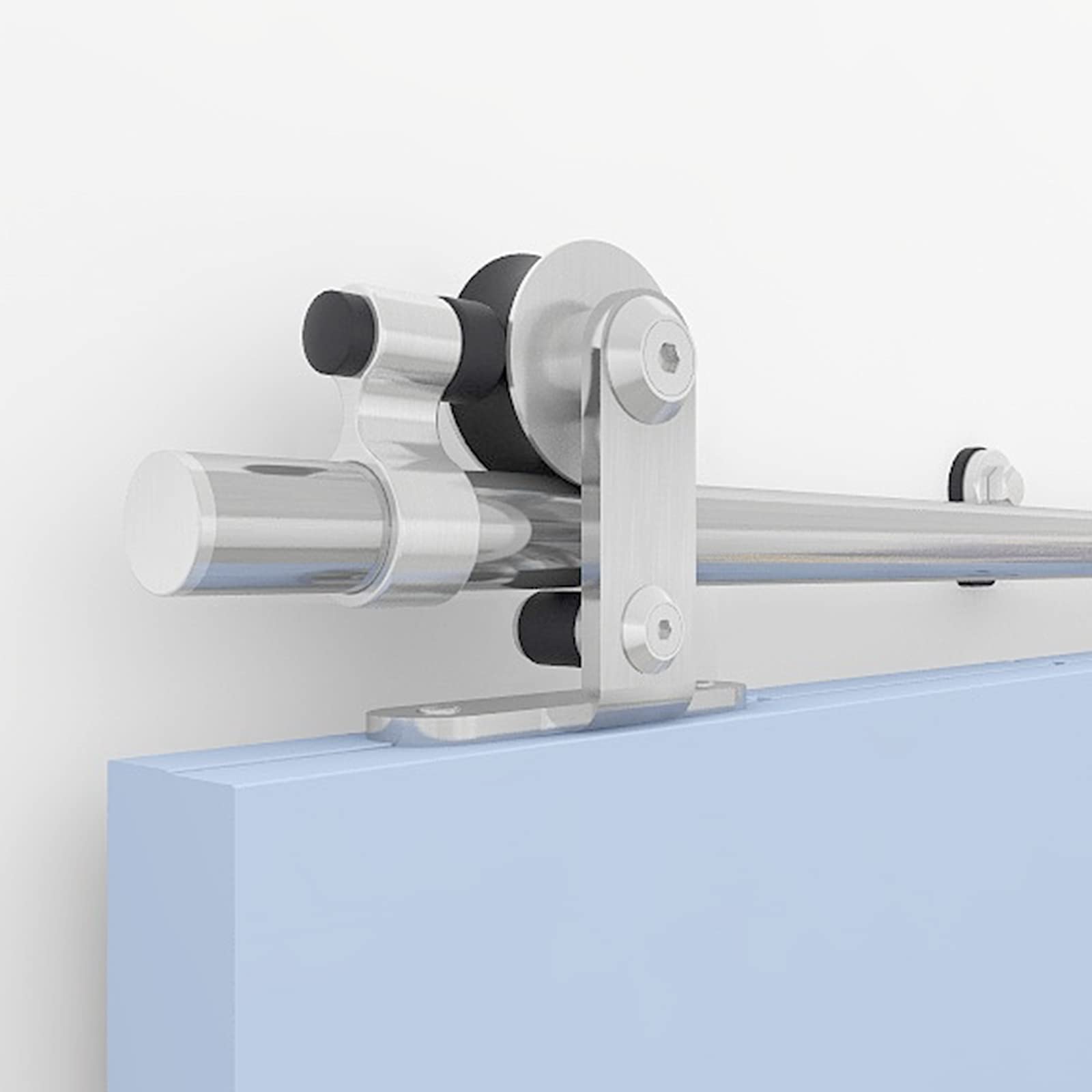 Sliding Barn Door Hardware Kit 4FT (1.22M) for Single Wood Door Stainless Steel Sliding Door Track WOLFBIRD - T Style