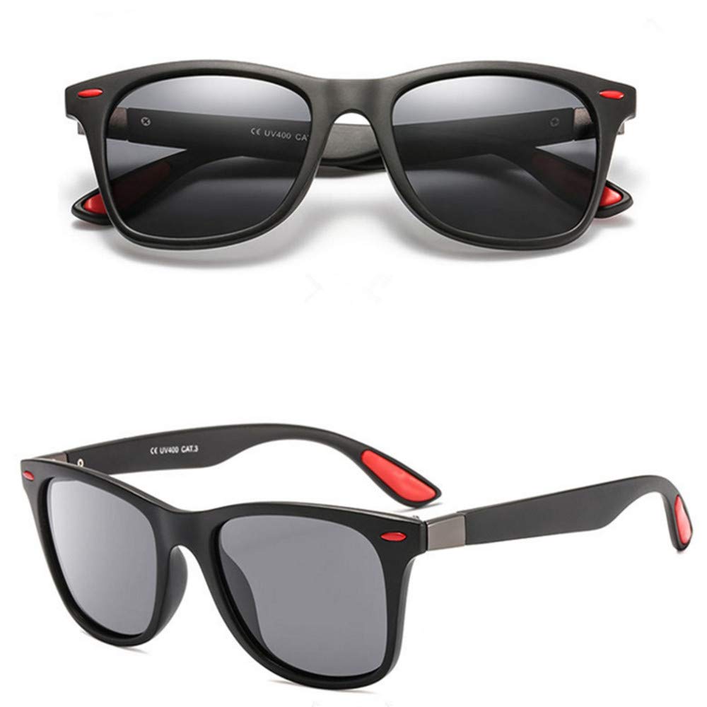 Lunettes de Soleil polarisées Homme Femme/Sports Eyewear réfléchissantes avec Sports de Plein air d\'été Conduite pêche Alpinisme Lunettes de Soleil Hommes (Black Grey)