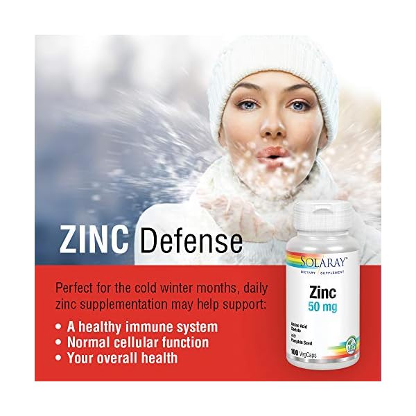 Solaray Zinc 50mg Immune Support Supplement, Bioavailable Chelated Zinc