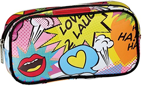 iscream Love 2 Laugh' 8.5" x 4.5" Bold Print Zippered Cosmetic Bag