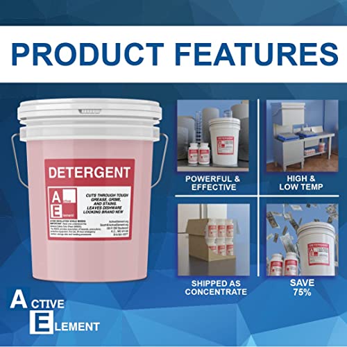 Commercial Dishwasher Detergent, Active Element, Makes one 5gallon pail, CommercialGrade