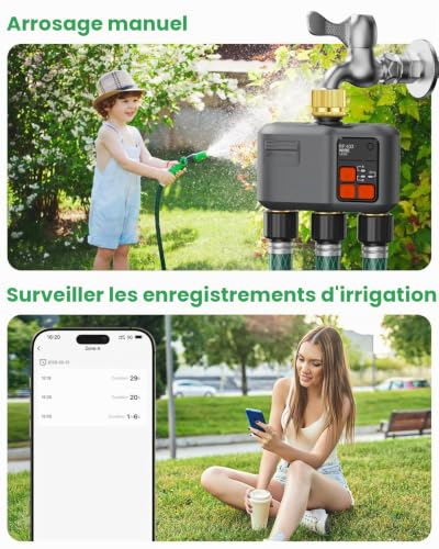 WiFi Watering Computer 3 Outlet with Brass Input & Output/RF Technology 300M Watering Clock for Garden Irrigation Compatible with Alexa & Smart Life APP System