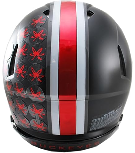 Ohio State Buckeyes Alternate Black With Red Buckeye Leaves Riddell Speed Replica Full Size Football Helmet - New In Riddell Box - Foto 4