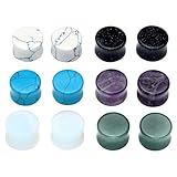 JOVIVI 6Pairs Organic Semi-Precious Stone Amethyst Aventurine Turquoise Double Flared Saddle Ear Plugs Stretcher Expander Gauges