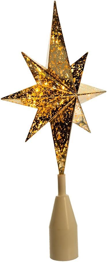 Tree Toppers - Kurt Adler UL 10-Light Gold Bethlehem Star Treetop, Golden