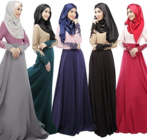 Women's Vintage Striped Kaftan Abaya Muslim Jilbab Maxi Dress, Trumpet Sleeve Abaya Long Robe Gowns Tunic