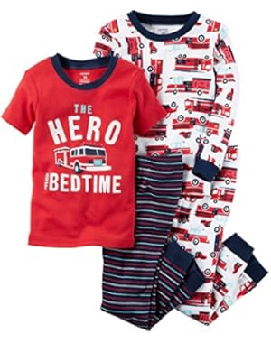 4 Piece Fire Truck PJ Set - Print - 9-12 Months