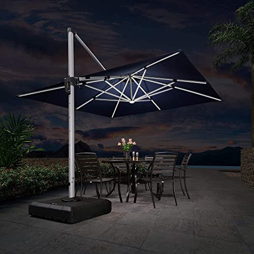 PURPLE LEAF 11 Feet Double Top Deluxe Solar Powered LED Square Patio