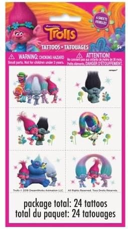 Dreamworks Trolls Temporary Tattoos - Set of 24 Tattoos