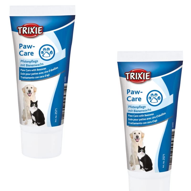 TRIXIE Paw-Care Double Pack 2 x 50 ml Paw Care Cream with Beeswax for Dogs and Cats for Cracked and Irritated Paws Can Help Care Paws