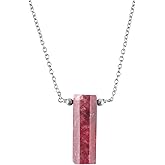 Thulite Necklace, Healing Crystal Pipe Gemstone Pendant Necklaces, Natural Spiritual Reiki Stone Jewelry for Friends Gemstone Size 10x15 Approx