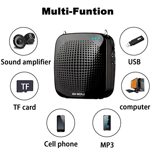 Voice Amplifier with Wired Microphone Headset 15W Mini Voice Amplifier Portable Headset Microphone with Speaker for Teachers Rechargeable Personal Microphone Support MP3 Playing