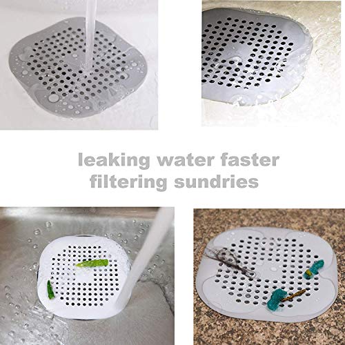 4 Packs Shower Drain Covers Square Silicone Tube Drain Hair Catcher Stopper with Sucker for Bathroom Kitchen, Rubber Bathtub Sink Strainer Plug Filter Trap Home Drain Protectors - Thumbnail 4