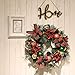 Teresa's Collections Pre-Lit 24 Inch Country Road Red Green and Gold Christmas Wreath with Ball Ornaments,Berries,Pine Cones,Tartan Ribbons and Flowers,Battery Operated 20 LED Lights