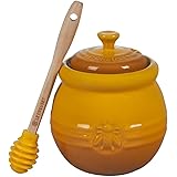 Le Creuset Stoneware Honey Pot with Silicone Dipper, 16 oz., Nectar