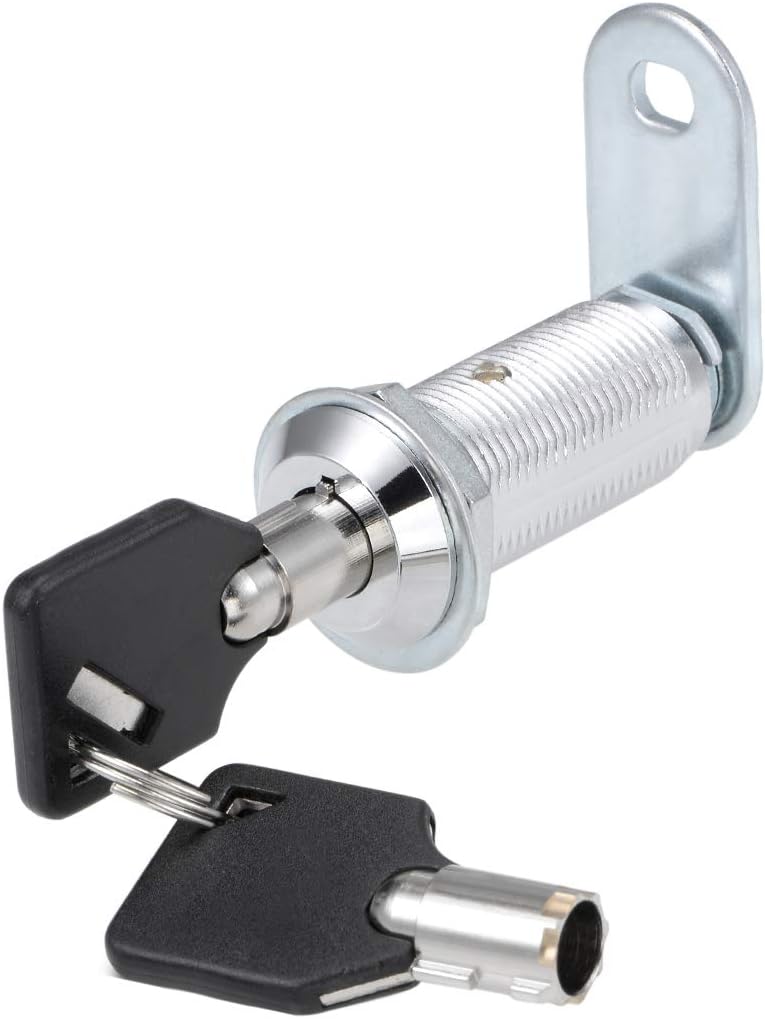 sourcing map Tubular Cam Lock 1-1/2" Cylinder Length Chrome Finish Keyed Different - Image 5