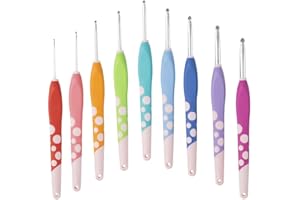 Knit Picks Dots Crochet Hook Set - Comfortable Ergonomic Handles - 9 Color Coded Sizes