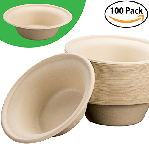 Biodegradable, Plant-Based, Tree Free, Disposable Bowls 100 Pack. Sturdy, Gluten Free Wheatstraw Fiber is Certified Compostable, Eco-Friendly, Microwavable and Safe for Hot and Cold Foods - Thumbnail 6