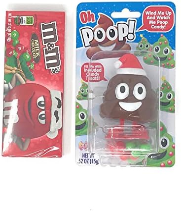 M&M Christmas Green & Red 3.1 oz box and Oh Poop! Holiday Pooper Stocking Stuffer