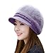 HINDAWI Women Girls Fluffy Knit Hat Crochet Winter Warm Snow Cap with Visor