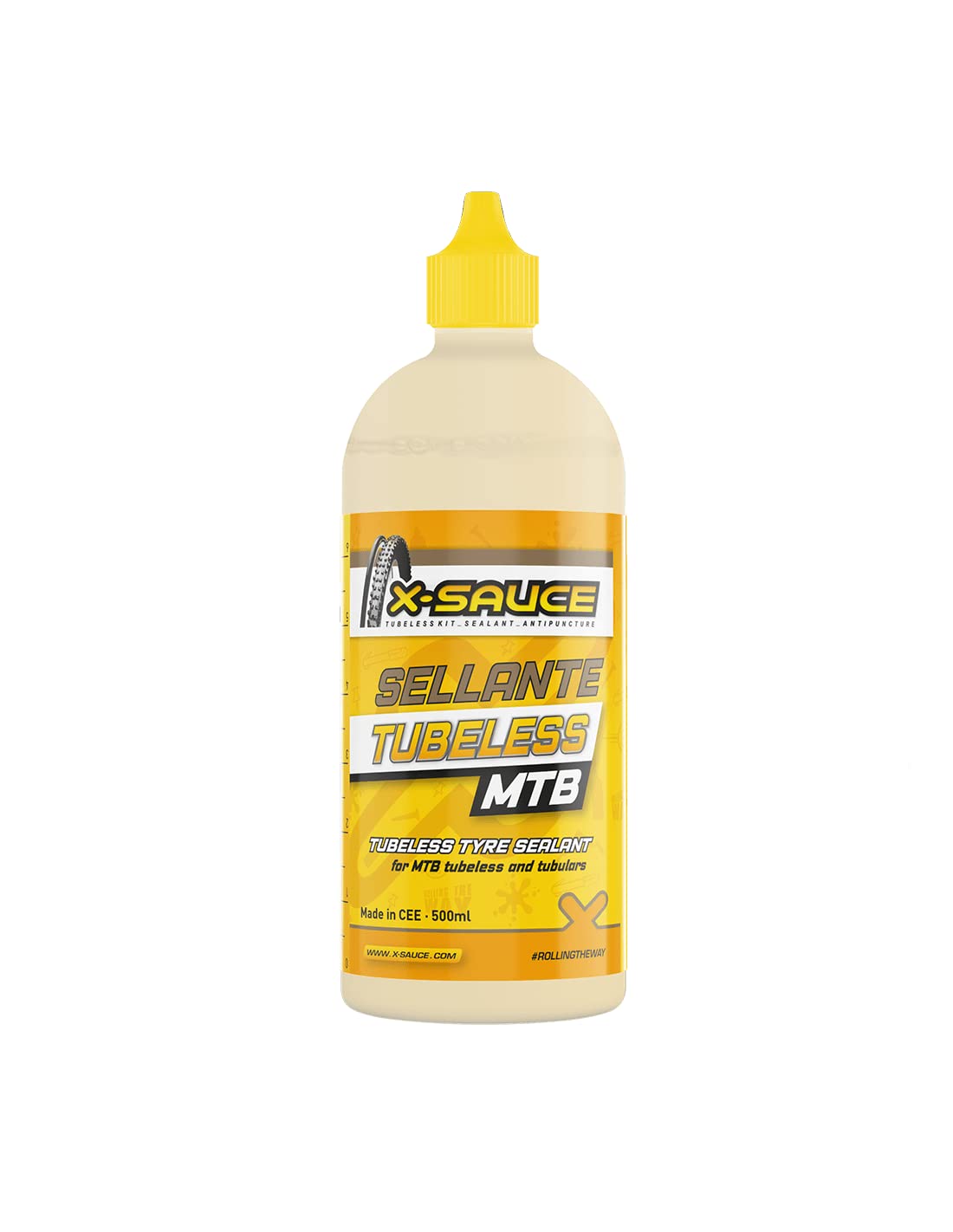 BAZO X-Sauce a8487325000120 Anti Puncture Sealant for Tubeless, Yellow, 500 ml