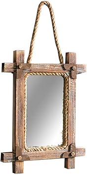 Spiegel Retro Holz runde Wand Badezimmerspiegel hängender Spiegel Kreis