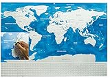 Scratch Off World Map By Trip Fix: Personalized Travel Poster, Blue And Silver Colored, Detailed And Educational Adventure Tracker, Divided USA States, Unique Gift, Home Decor, Geography Teacher Tool