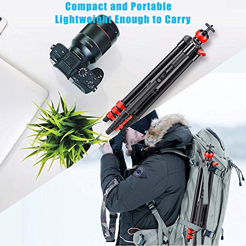 ZOMEi Trépied pour Smartphone, 135cm trépied de Voyage pour caméra Ajustable en Aluminium avec télécommande Bluetooth et Support de téléphone, pour la Photographie vidéos