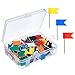 Outus 100 Pieces Map Flag Push Pins Tacks, Assorted 7 Colors