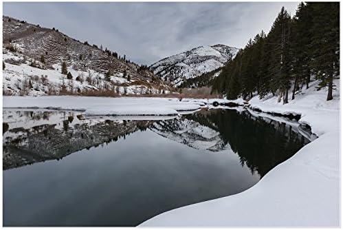 Utah Nature Photography 24x36 Inch Nature Art Print of Tibble Fork Lake with Snow Covered Mountains in American Fork Canyon Utah | Exceptional Quality Art Poster Direct From The Artist
