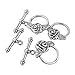 PH PandaHall 20 Sets Tibetan Style Rose IQ Toggle Clasps for Valentine's Jewelry Making Antique Silver