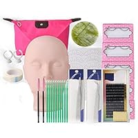 Ruiqas Eyelash Extensions Practice Set, Professional One Training Head Model False Eyelashes Extension Practice Kit Tool for Starter