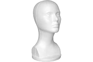FOGCROLL 12" Styrofoam Wig Head - Foam Mannequin Wig Stand and Holder - Style, Model And Display Hair, Hats and Hairpieces - For Home, Salon and Travel,White Pack of 1