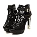 getmorebeauty Women's Pretty Lace Flowers Open Toes High Heels Ankle Boots (US 5, Black)