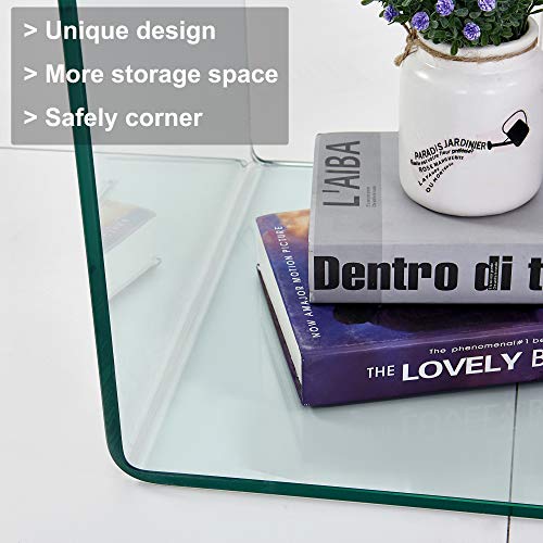Clear Glass Side Table, Bent Modern Home Office Furniture, Small Tables
