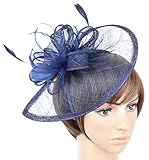Womens Formal Party Fascinator Hat with Headband for Cocktail Navy Blue