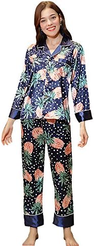 Belle Heure Women’s Pajamas Set Long Sleeve Silk Satin Classic Floral Pj Set S-XL