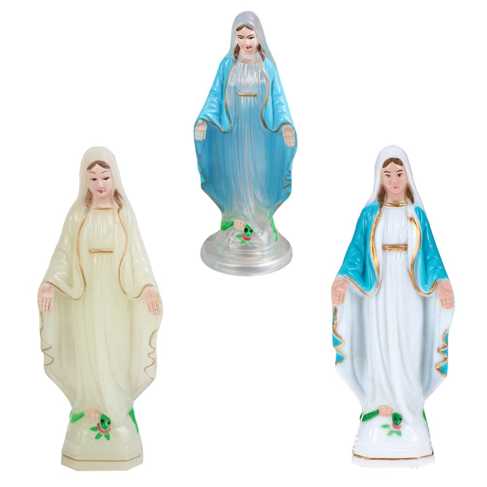 3pcs Virgin Sculpture Religious Statue Catholicism Adornment Tablescape Decor Decorative Sculpture Mama Table Top Decor Figurine Outdoor Mother Plastic