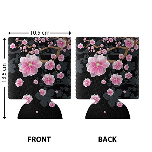 WIRESTER Can Cooler Sleeves for Soda Beer Can Drinks, 6 Pack - Falling Pink Flower