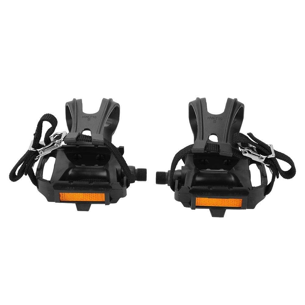 Broco Bike Pedal, 1 Pair Nylon Cycling Pedals Toe Clips Straps for Fixie Mountain Bikes Accessories