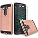 CIRCLE LG V10 Case, 2-Piece Style Hybrid Shockproof Hard Case Cover (TM) Stylus Touch Screen Pen and Screen Protector - Rose Gold