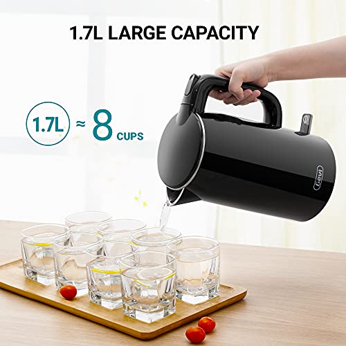 Gevi Kettles 1.7 L Double Wall 100 Stainless Steel Tea Kettle, Cool
