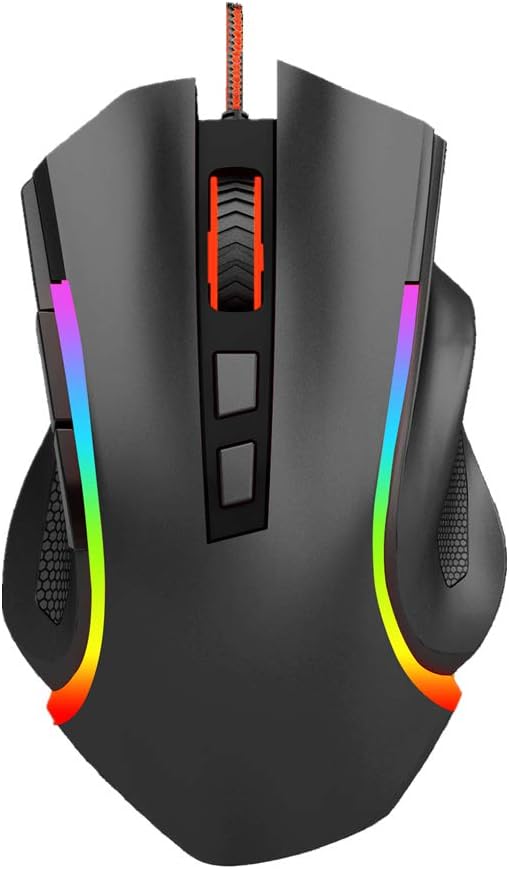 CHAOZHAOHENG M602 RGB Wired Gaming Mouse RGB Spectrum Backlit Ergonomic Mouse Griffin Programmable with 7 Backlight Modes up to 7200 DPI for Windows PC Gamers Black