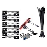 Eiito Wire Clips Cables Clamps (100 Pack) + Nylon Zip Ties (100 Pack) Adjustable Self-Adhesive Cable Multipurpose Cable Clips Tie Mount for wire management