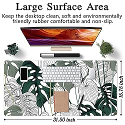 Desk Mat Green Plant Leaf Large Mouse Pad Desk Pad