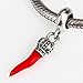 Antique Crown Dangle Charm Silver Red Enamel Italian Horn Charm Pendant for European Bracelet