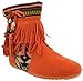 MINI 03 Fringe Moccasin Ankle Boots Orange Tribal